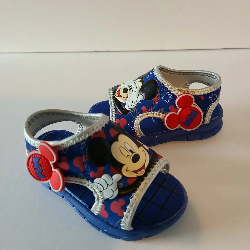 DISNEY MICKEY MOUSE BABY BOY PLAY SANDALS ROYAL BLUE SLIP-ON SIZE 5